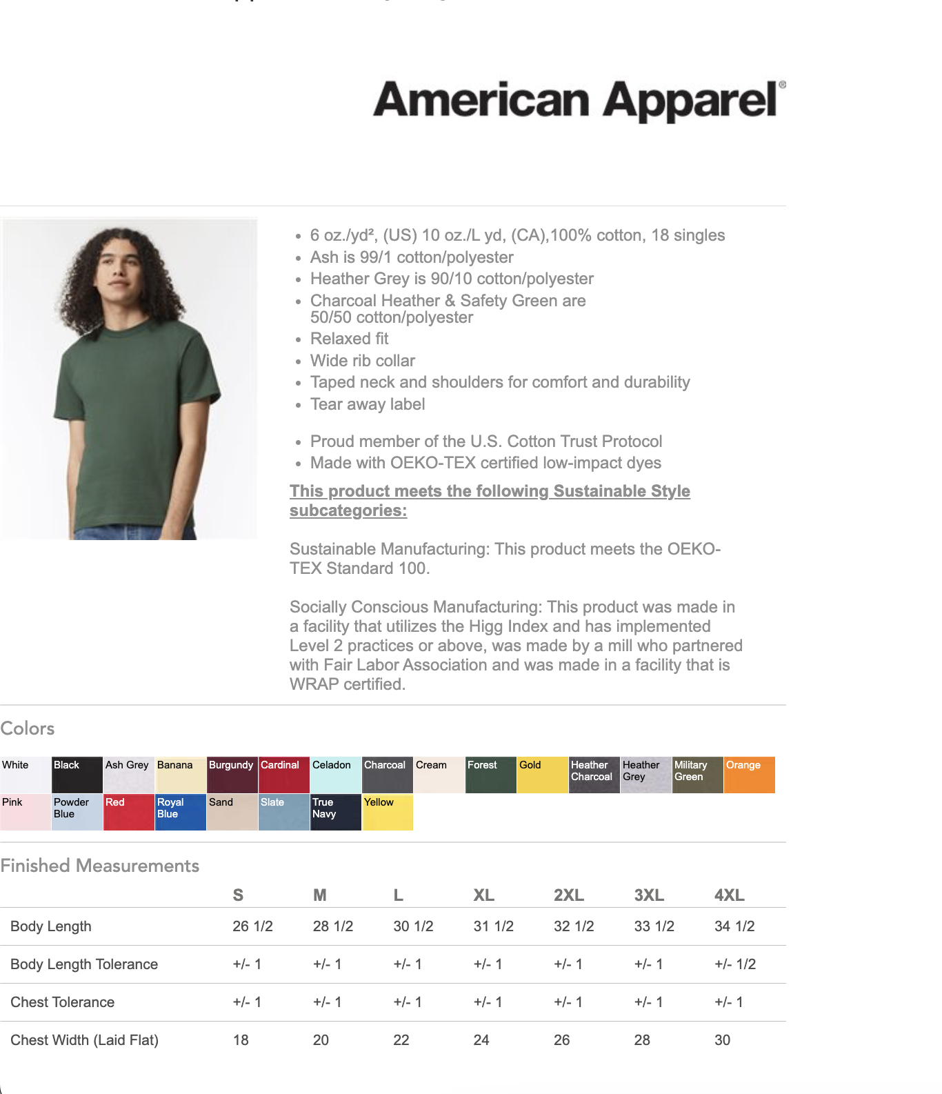 1301 – American Apparel Heavyweight Cotton Tee – 413 Merch Catalog