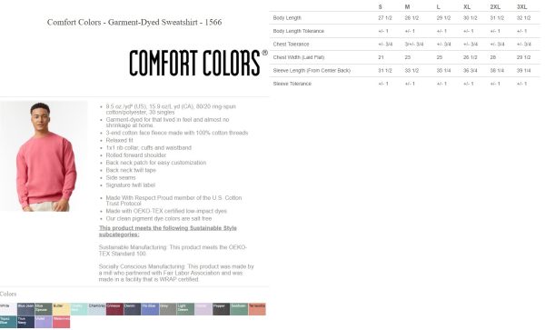 1566 - Comfort Colors - Garment-Dyed Sweatshirt - Image 2