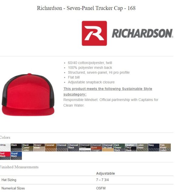 168 - Richardson - Seven-Panel Trucker Cap - Image 2