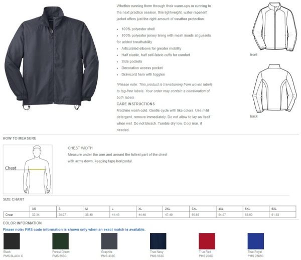 JST70 - Sport-Tek® Full-Zip Wind Jacket - Image 2