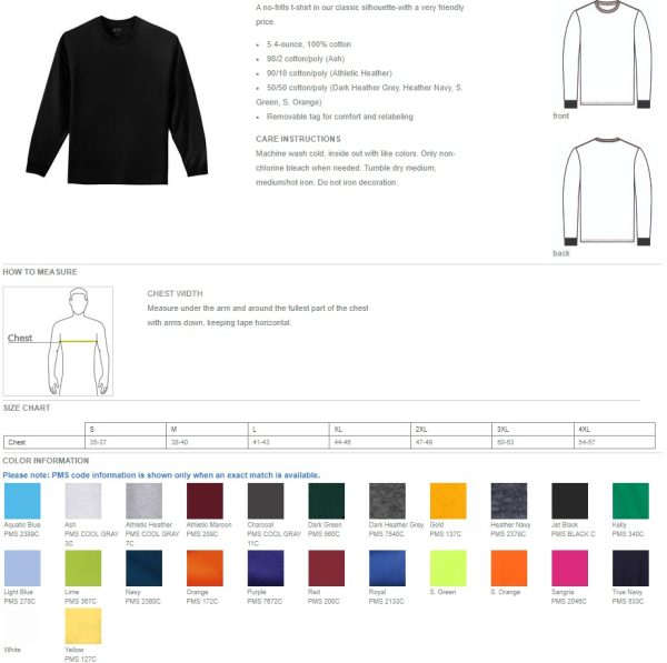 PC54LS - Port & Company® Long Sleeve Core Cotton Tee - Image 2