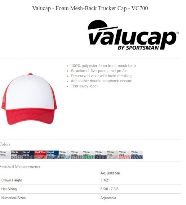 Vc700 - Valucap - Foam Mesh-Back Trucker Cap - Image 2